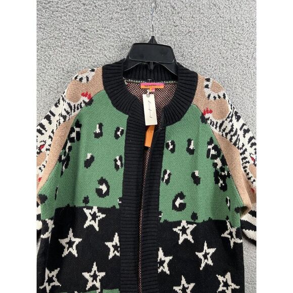 Anthropologie Vilagallo Starry Leopard Medium Open Sweater Cardigan Knit $350 - Picture 4 of 8